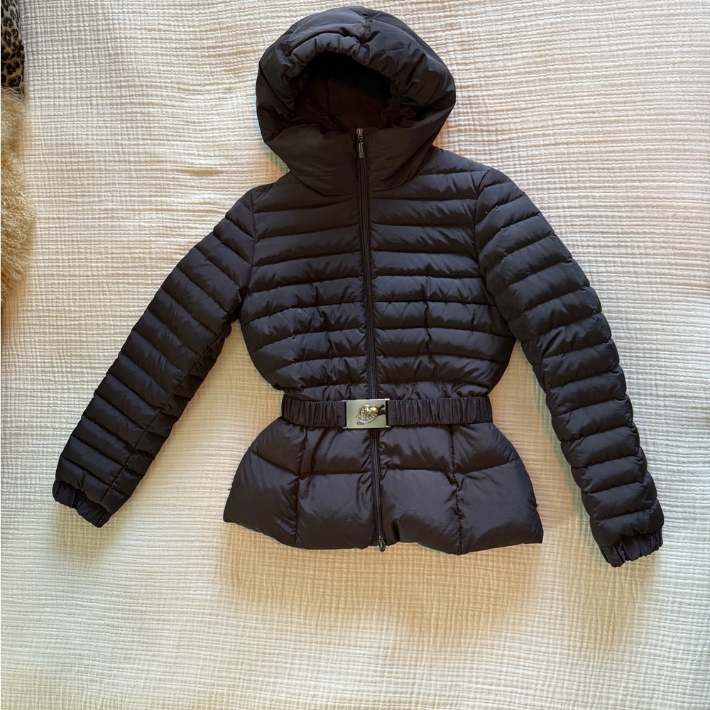 Moncler Brown Down Puffer Jacket with White Label